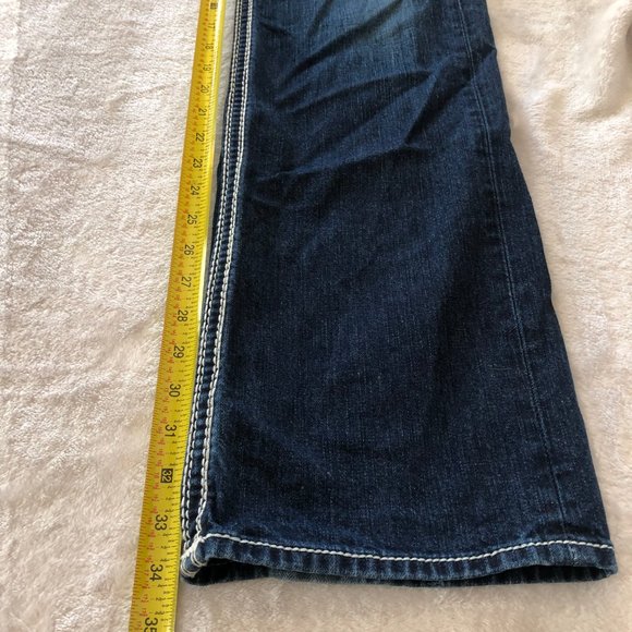 True Religion Ricky Big QT (Straight) Dark Wash White Bold Stitching Size 33 - Picture 14 of 16